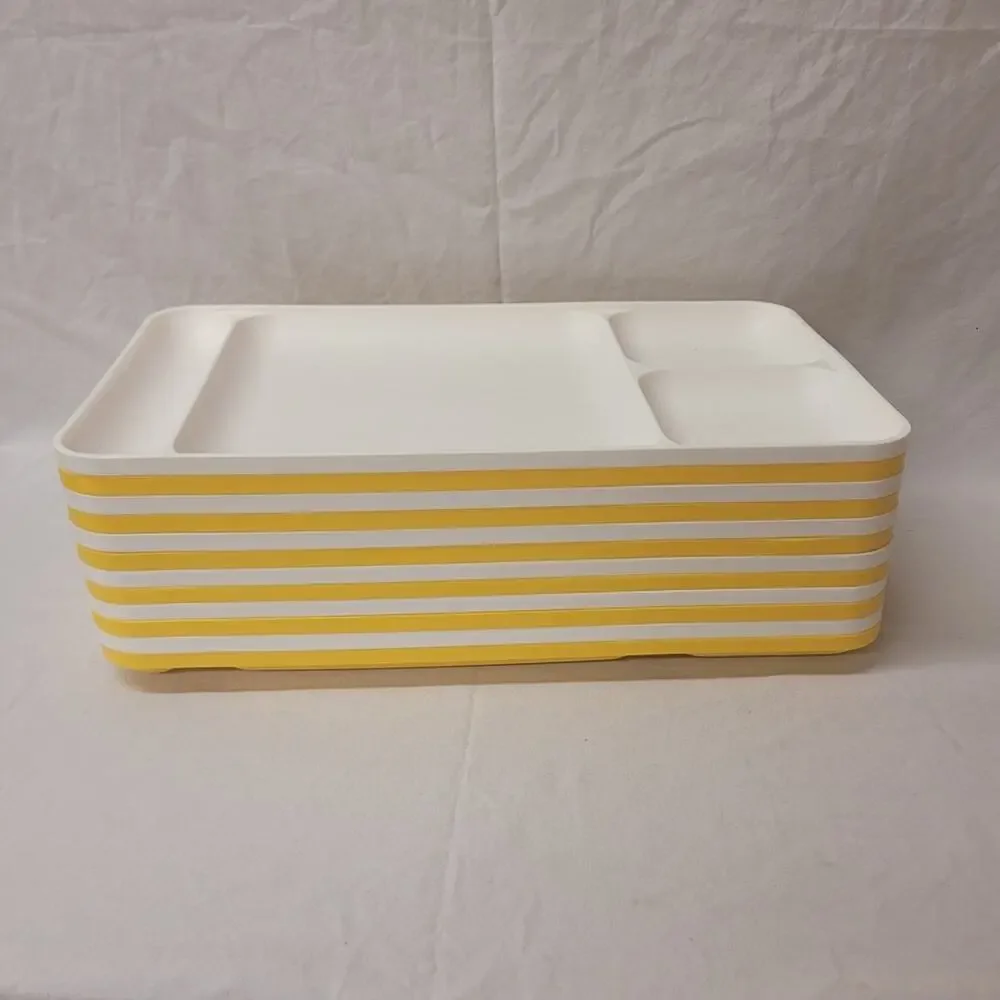 Set of 11 Vintage Tupperware Meal Trays Yellow and White